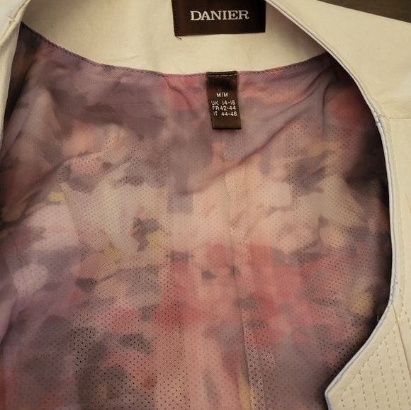 DANIER Off White Leather Jacket M - Picture 4 of 6